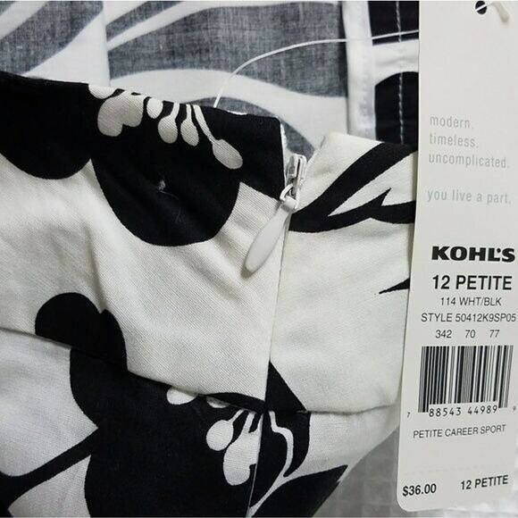 Apt. 9 Womens Career Skirt Lined Size 12 Petite Side Zip Cotton New - Picture 3 of 5